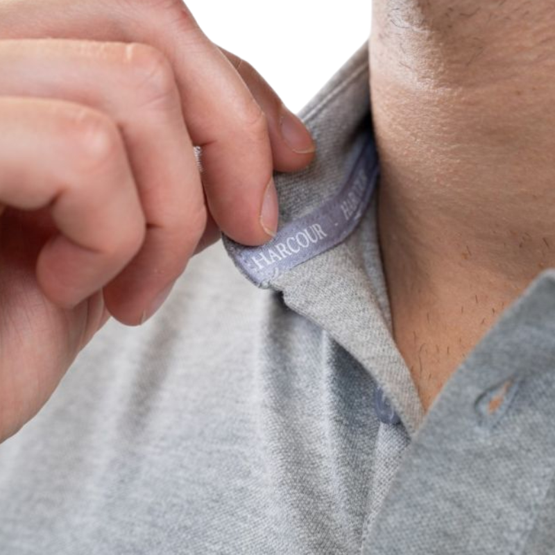 Harcour - Polo manches longues homme Malik gris chiné