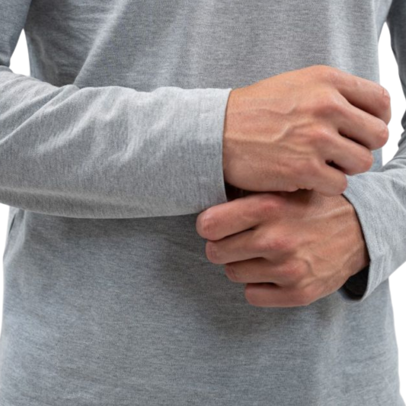 Harcour - Polo manches longues homme Malik gris chiné