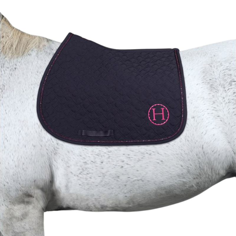 Harcour - Tapis de selle Saphir Octobre Rose marine/ rose