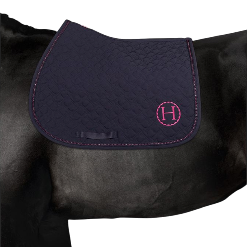 Harcour - Tapis de selle Saphir Octobre Rose marine/ rose