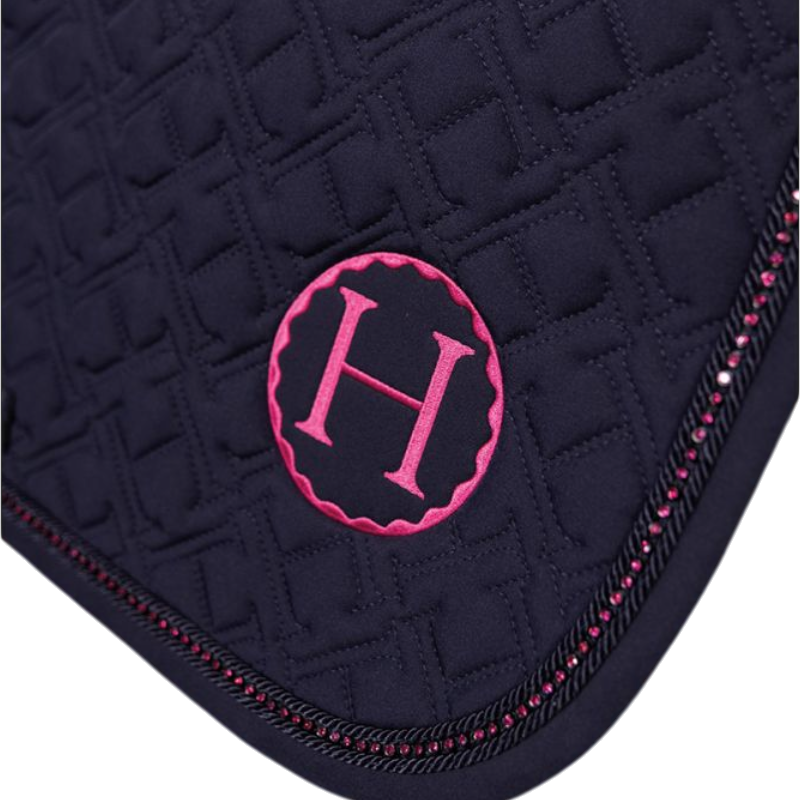 Harcour - Tapis de selle Saphir Octobre Rose marine/ rose