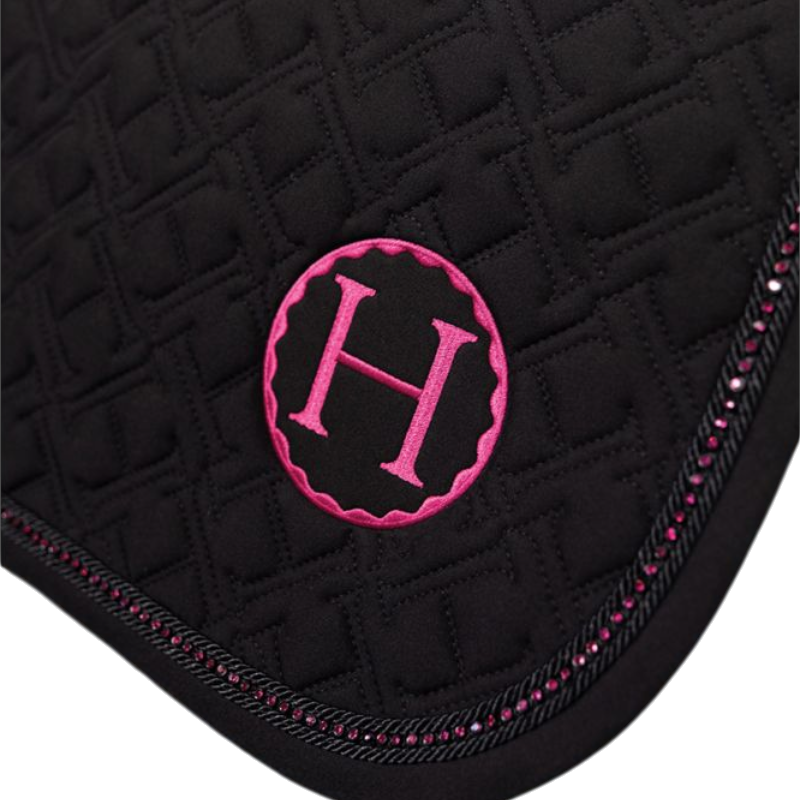 Harcour - Tapis de selle Saphir Octobre Rose noir/ rose