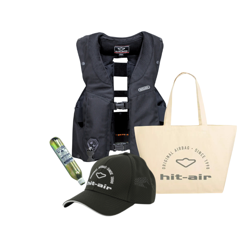 Hit Air - Pack gilet airbag MLV3 enfant noir + tote bag + cartouche + casquette
