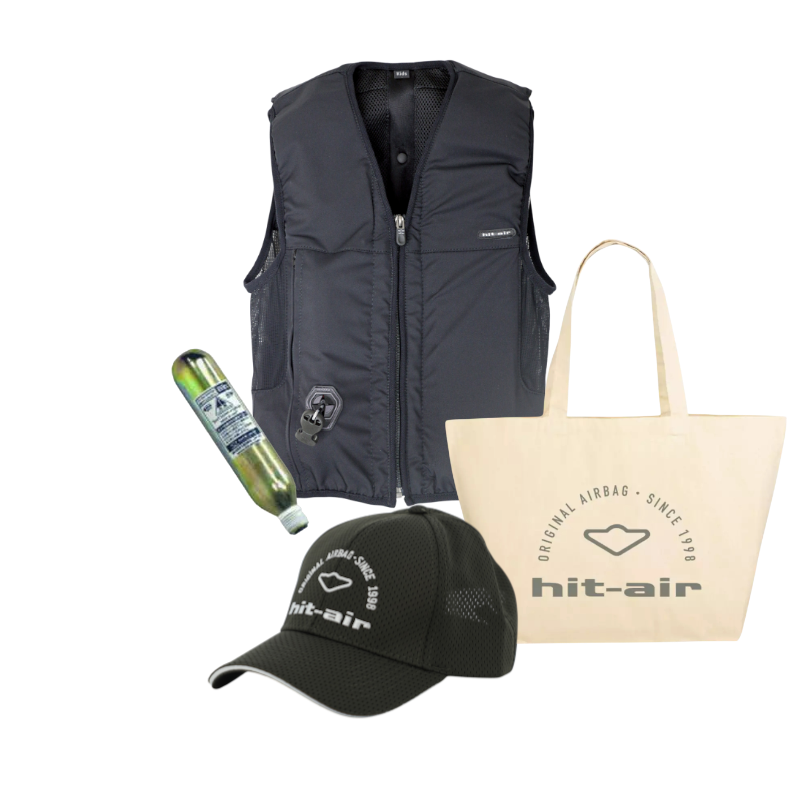 Hit Air - Pack gilet airbag Airflex enfant noir + tote bag + cartouche + casquette