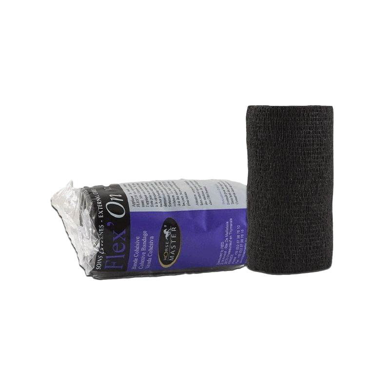 Horse Master - Bande de soin cohésive élastique multi-usage Flex'on noir