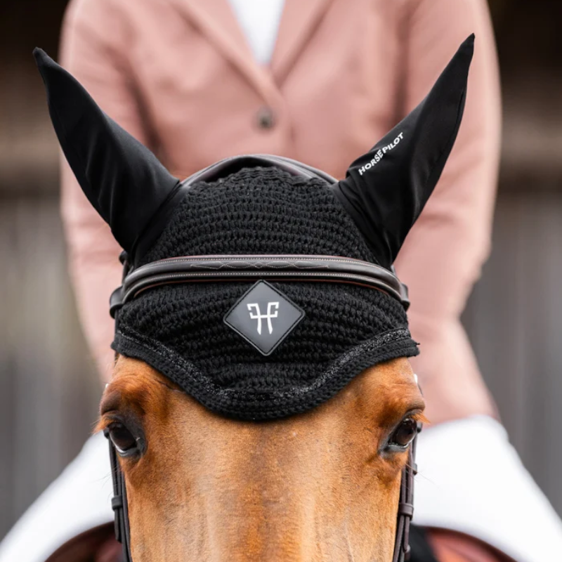 Horse Pilot - Bonnet pur chevaux anti-bruit Glitter noir