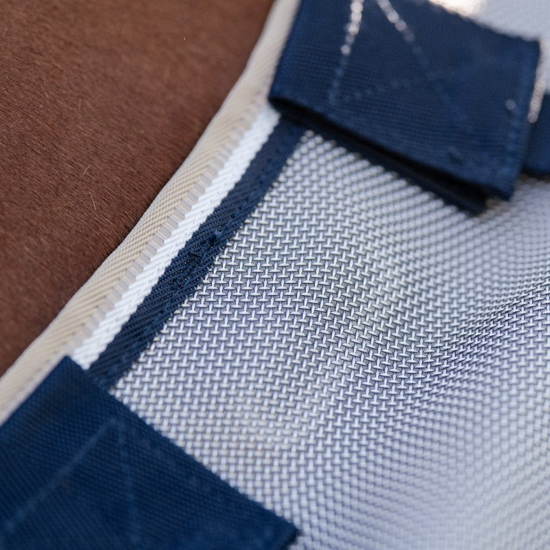 Horseware - Couverture anti-mouches Rambo Protector Fieldsafe argent/ marine/ blanc/ beige