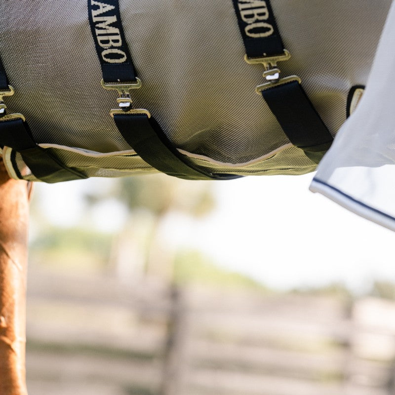 Horseware - Couverture anti-mouches Rambo Protector Fieldsafe argent/ marine/ blanc/ beige