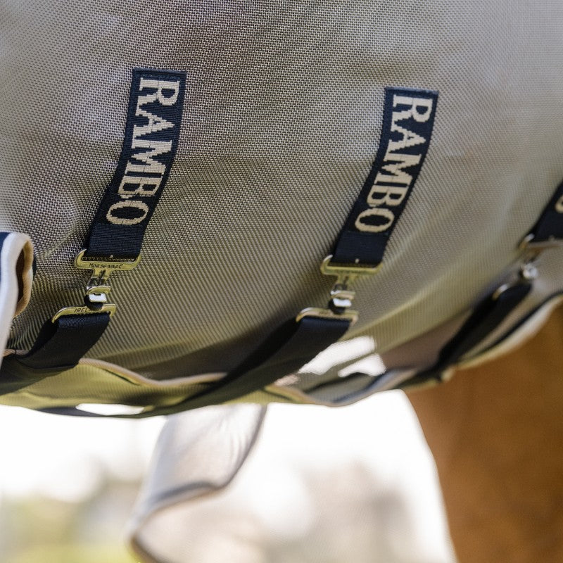 Horseware - Couverture anti-mouches Rambo Protector Fieldsafe argent/ marine/ blanc/ beige