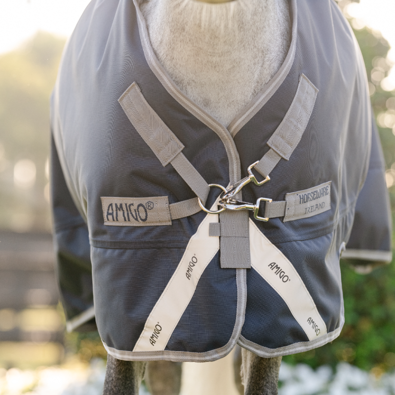 Horseware - Couverture d'extérieur Amigo Bravo Plus Pony Turnout marine/ titanium grey/ argent 50g