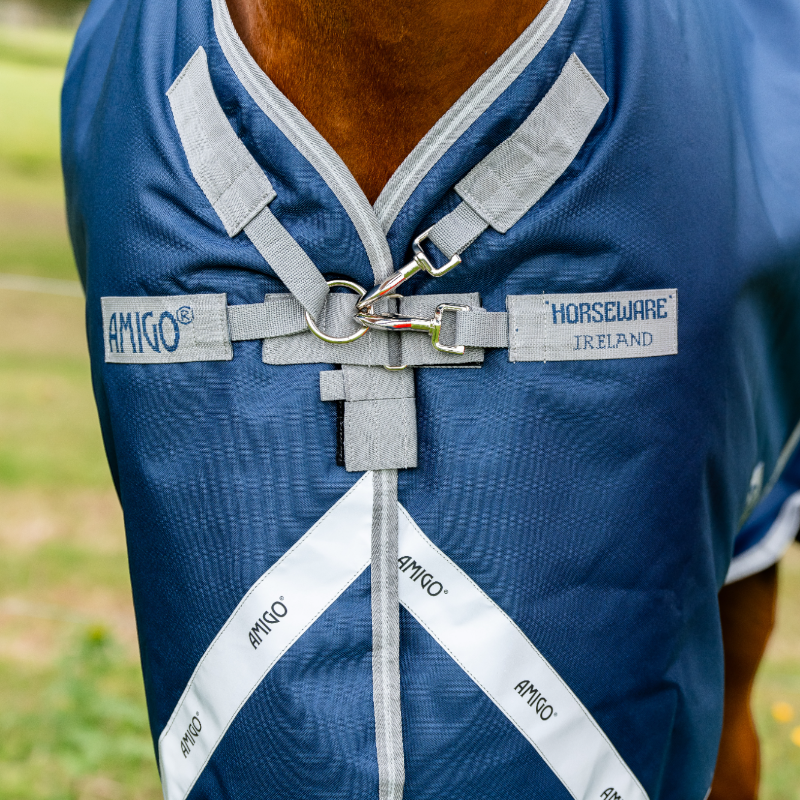 Horseware - Couverture d'extérieur Amigo Bravo Plus Turnout marine/ titanium grey/ argent 50g