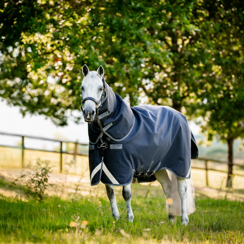 Horseware - Couverture d'extérieur Rambo Plus Turnout marine/ thunderstorm grey/ argent 100g