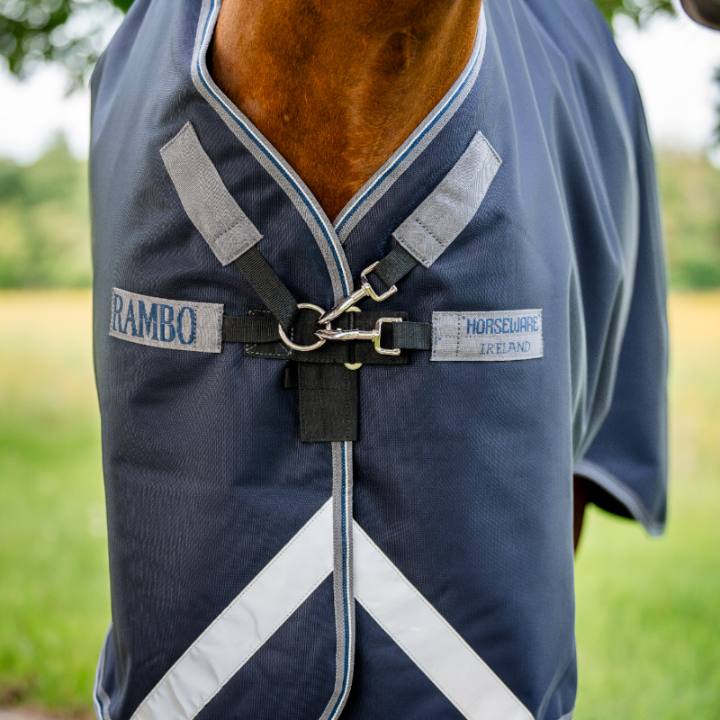 Horseware - Couverture d'extérieur Rambo Turnout VL marine/ thunderstorm gris/ argent 250g