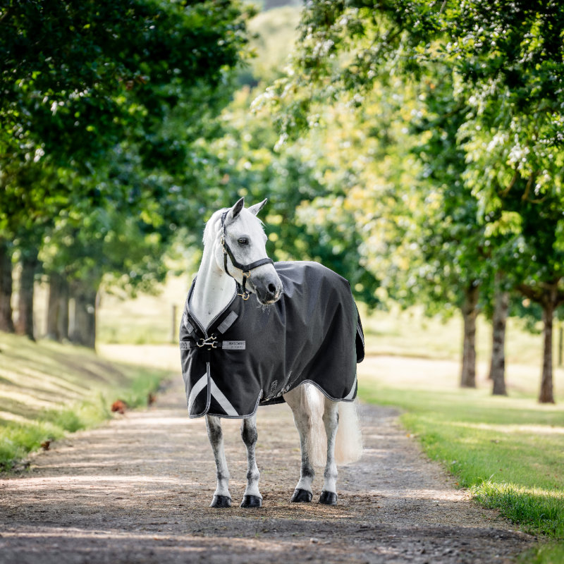 Horseware - Couverture d'extérieur Rambo Turnout VL noir/ thunderstorm grey/ argent 250g