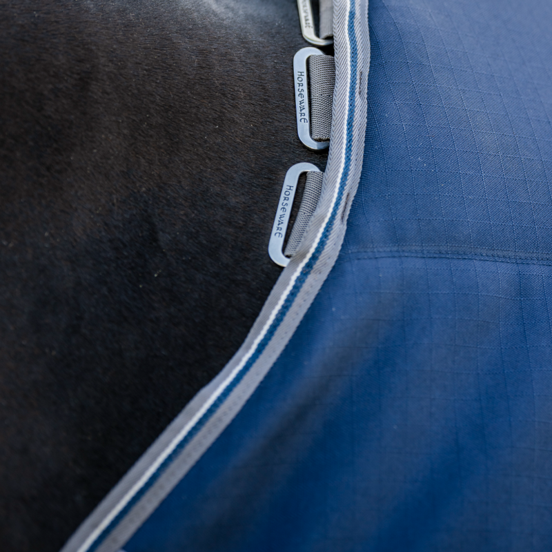 Horseware - Couverture de box Rambo Optimo Stable marine/ thunderstorm grey/ argent 400g
