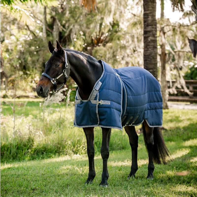 Horseware - Couverture de box Rambo Optimo Stable marine/ thunderstorm grey/ argent 400g