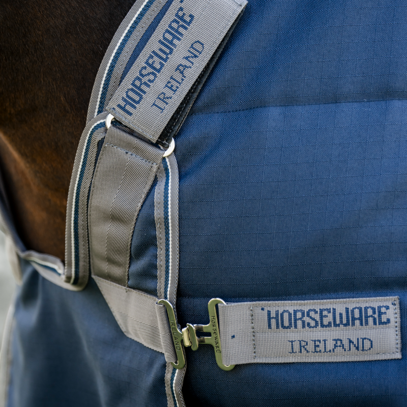 Horseware - Couverture de box Rambo Optimo Stable marine/ thunderstorm grey/ argent 400g