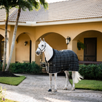 Horseware - Stalrug Rhino Stable zwart/ grijs/ wit geruit/ grijs 100g | - Ohlala