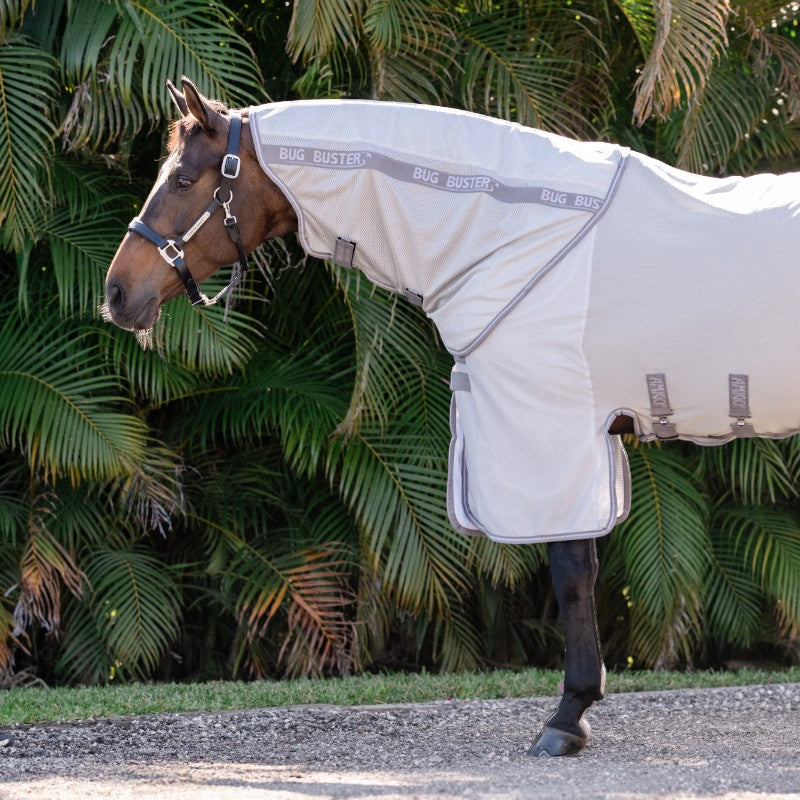 Horseware - Couvre-cou anti-mouches Amigo Bug Buster argent/ titanium grey/ argent