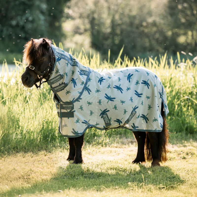 Horseware - Vliegendeken Amigo Bug Rug Plus Petite dragonfly print/ zilver/ blauw/ salie | - Ohlala