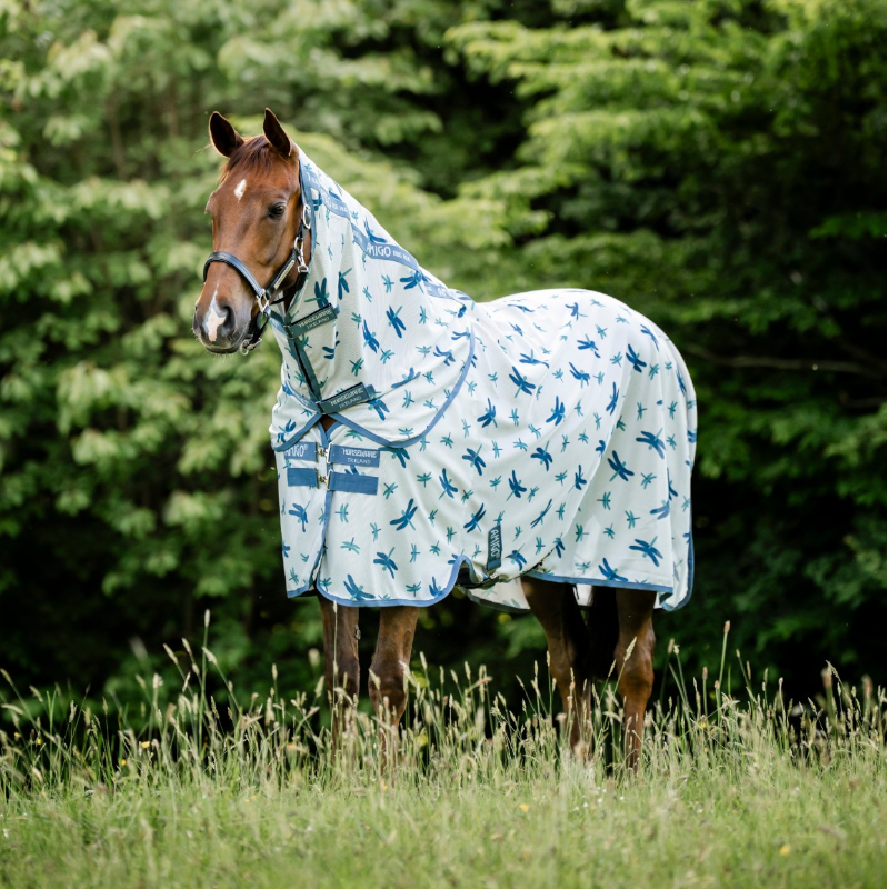 Horseware - Vliegendeken Amigo Bug Rug Plus dragonfly print/ zilver/ blauw/ salie | - Ohlala