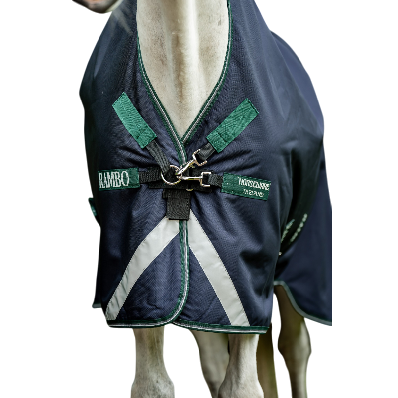 Horseware - Rambo Wug Turnout buitendeken marine/ hunter green 400g | - Ohlala