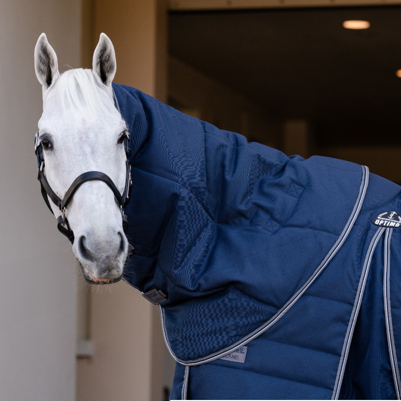 Horseware - Couverture de box Rambo Optimo Stable Plus marine/ thunderstorm grey/ argent 200g