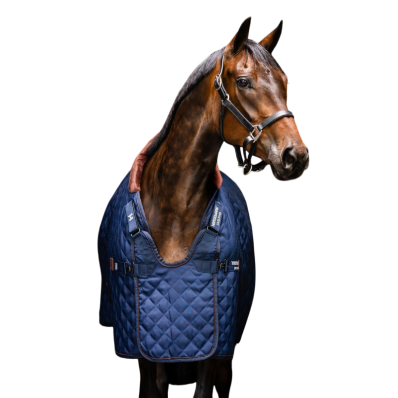 Horseware - Staaldeken Signature Stable marine/ bruin/ zilver 200g | - Ohlala