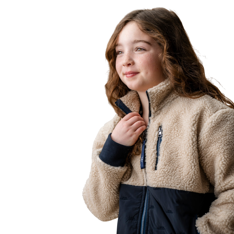 Horseware - Veste polaire manches longues enfant Lori sand/ marine | - Ohlala