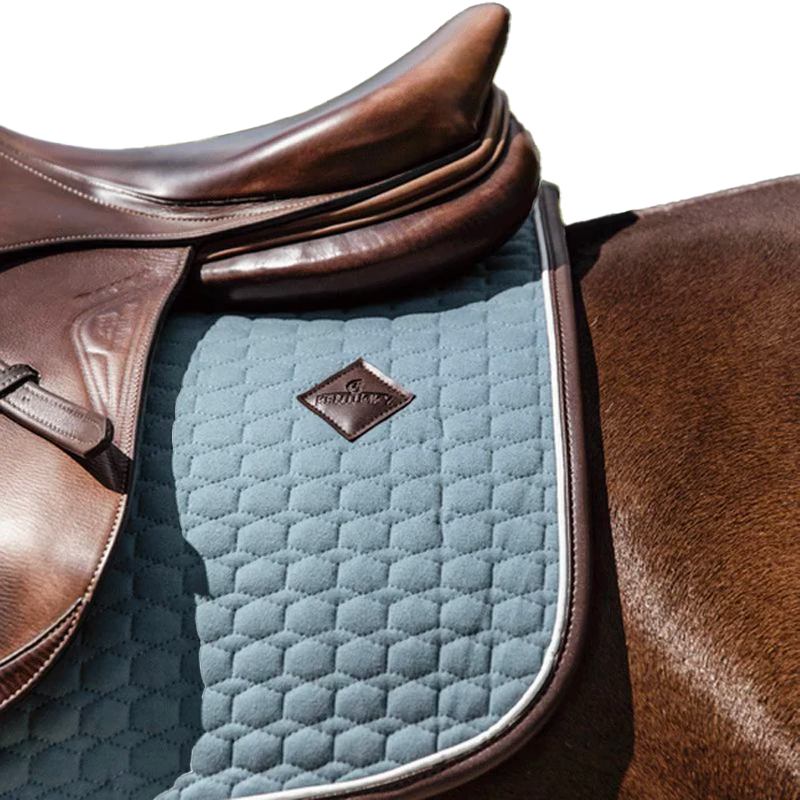 Kentucky Horsewear - Tapis de selle classic leather dusty blue | - Ohlala