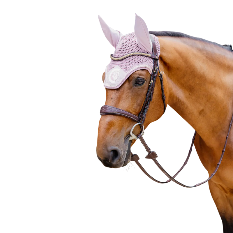 Kentucky Horsewear - Bonnet anti-mouches Wellington 3D Logo corde rose pâle