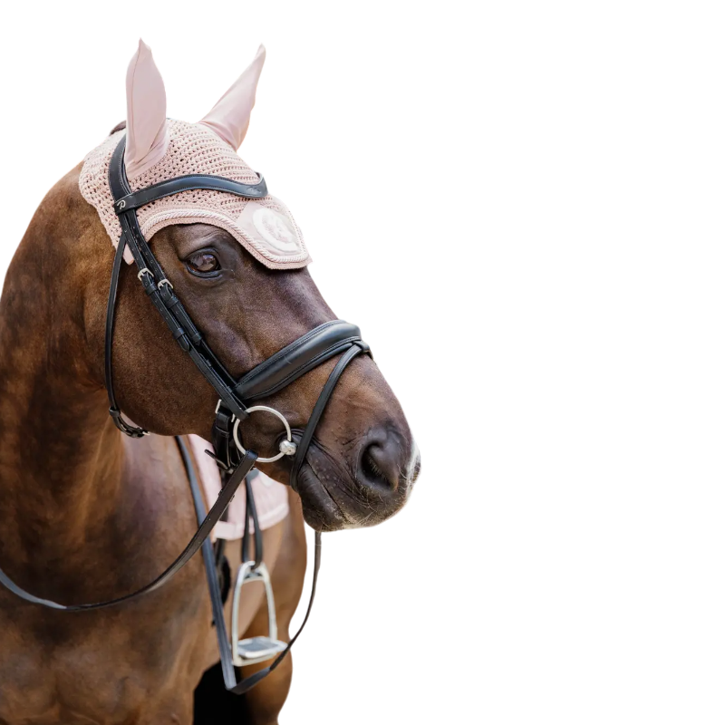 Kentucky Horsewear - Bonnet anti-mouches Wellington 3D Logo corde vieux rose