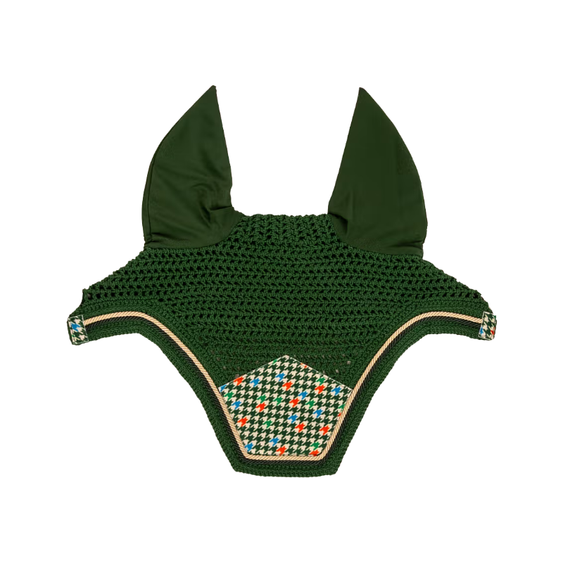Kentucky Horsewear - Bonnet pour chevaux Wellington Velvet pied-de-poule dark green/ colourful