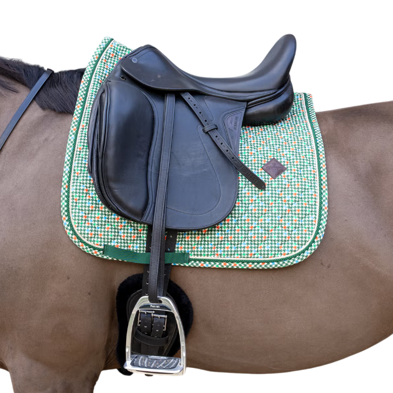 Kentucky Horsewear - Tapis de dressage Velvet pied-de-poule dark green/ colourful