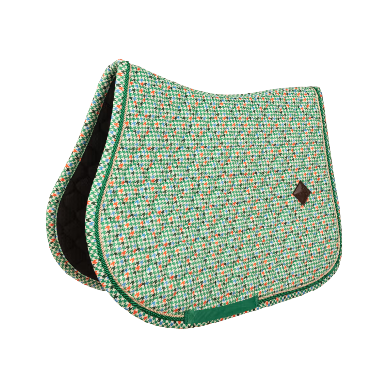 Kentucky Horsewear - Tapis de selle Velvet pied-de-poule light green/ colourful