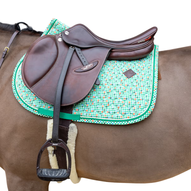 Kentucky Horsewear - Tapis de selle Velvet pied-de-poule light green/ colourful