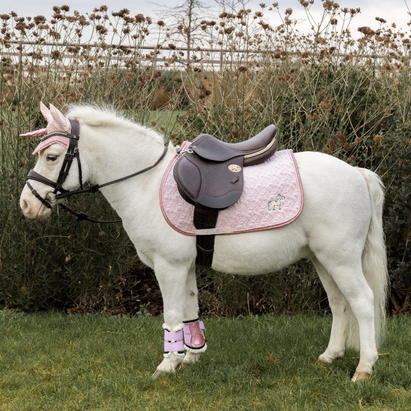 Kentucky Horsewear - Bonnet anti-mouches Wellington Licorne pailleté rose tendre
