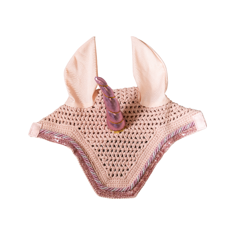 Kentucky Horsewear - Bonnet anti-mouches Wellington Licorne pailleté rose tendre