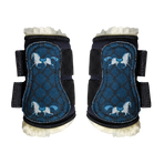 Kentucky Horsewear - Schapenvacht beenbeschermers voorbenen paardenprint Sammy Collection zwart | - Ohlala