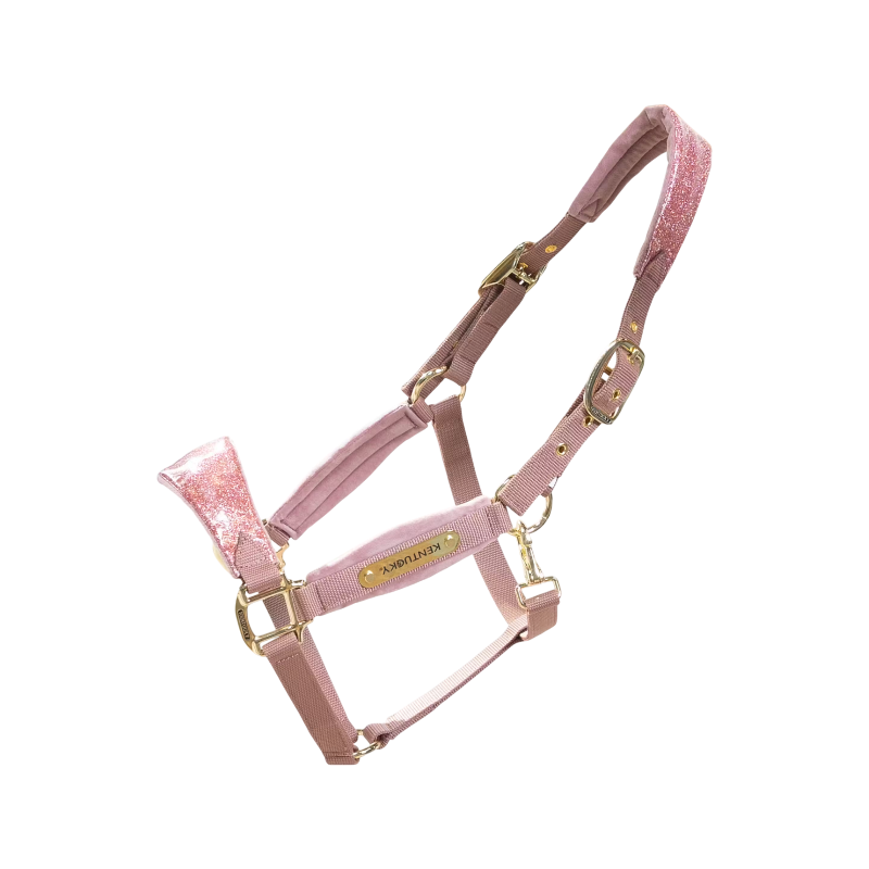 Kentucky Horsewear - Licol velvet paillette vieux rose