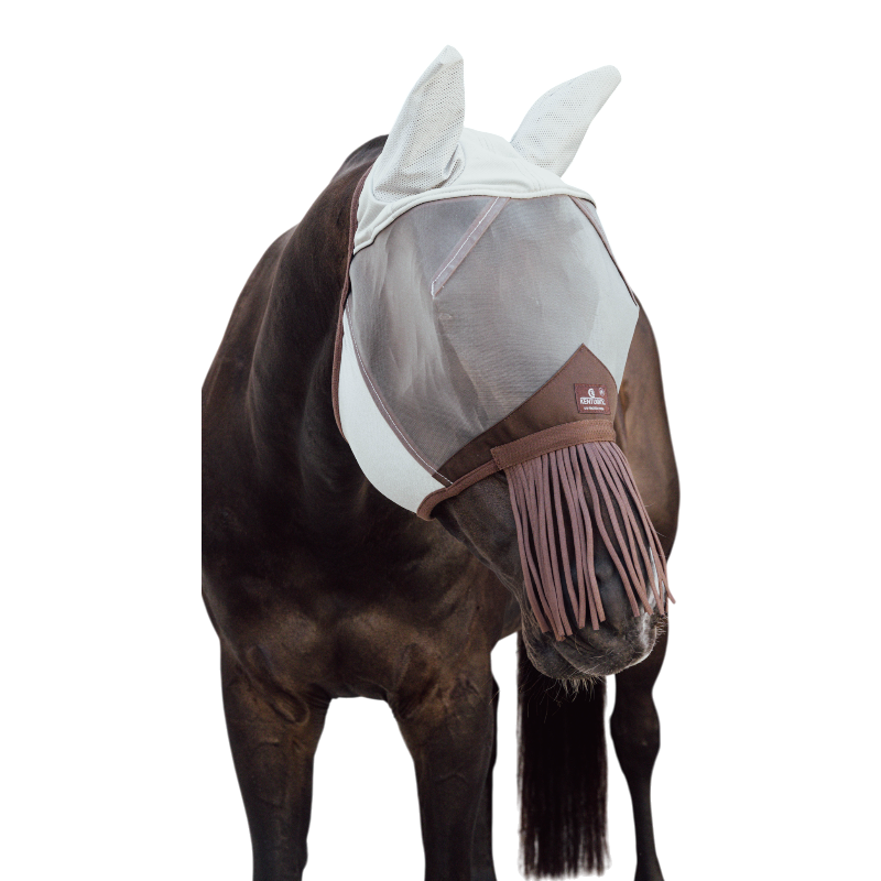 Kentucky Horsewear - Masque anti-mouches Classic avec oreilles et franges gris