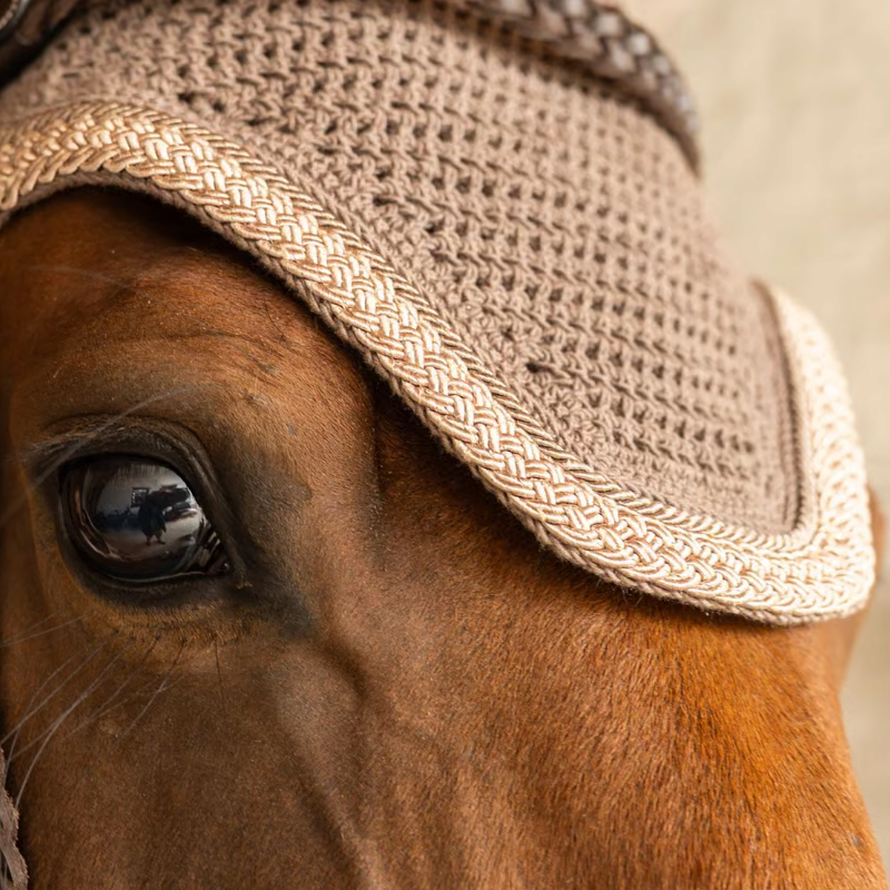 Kentucky Horsewear - Bonnet anti-bruit Wellington corde pailletée tressée beige