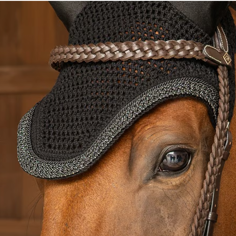 Kentucky Horsewear - Bonnet anti-bruit Wellington corde pailletée tressée noir