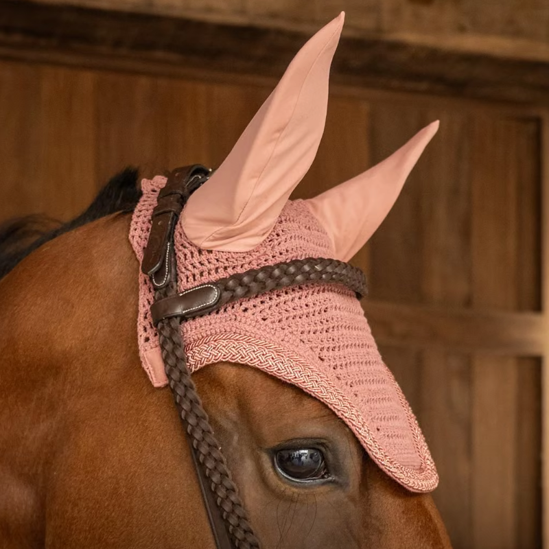 Kentucky Horsewear - Bonnet Wellington corde pailletée tressée vieux rose
