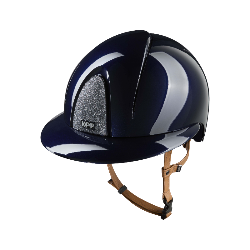 KEP - Casque d'équitation Smart Nova Metal Polish blue Star silver visière polo jugulaire beige | - Ohlala