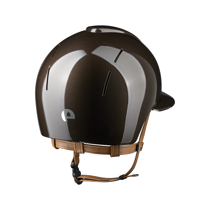 KEP - Casque d'équitation Smart Nova Metal Polish marron visière polo jugulaire beige | - Ohlala