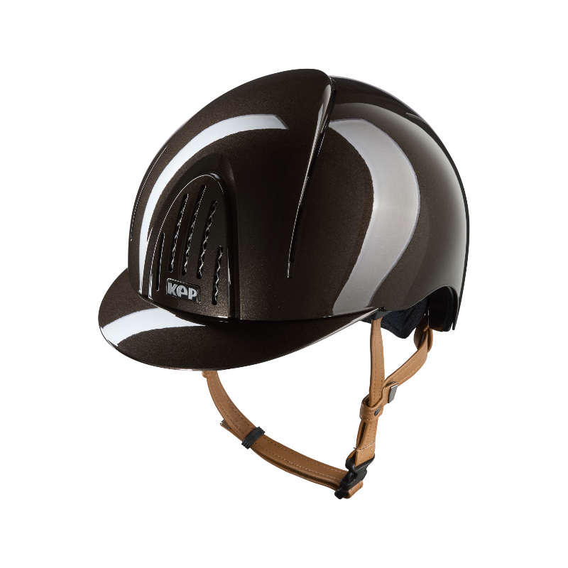 KEP - Casque d'équitation Smart Nova Metal Polish marron visière standard jugulaire beige | - Ohlala