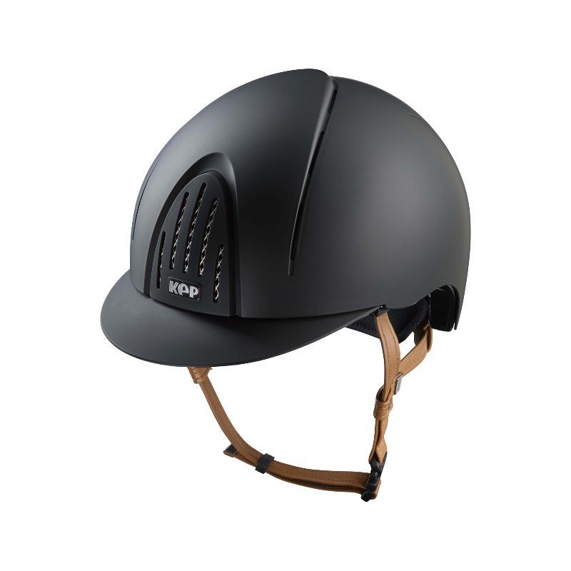 KEP - Casque d'équitation Smart Nova Textile black visière standard jugulaire beige | - Ohlala