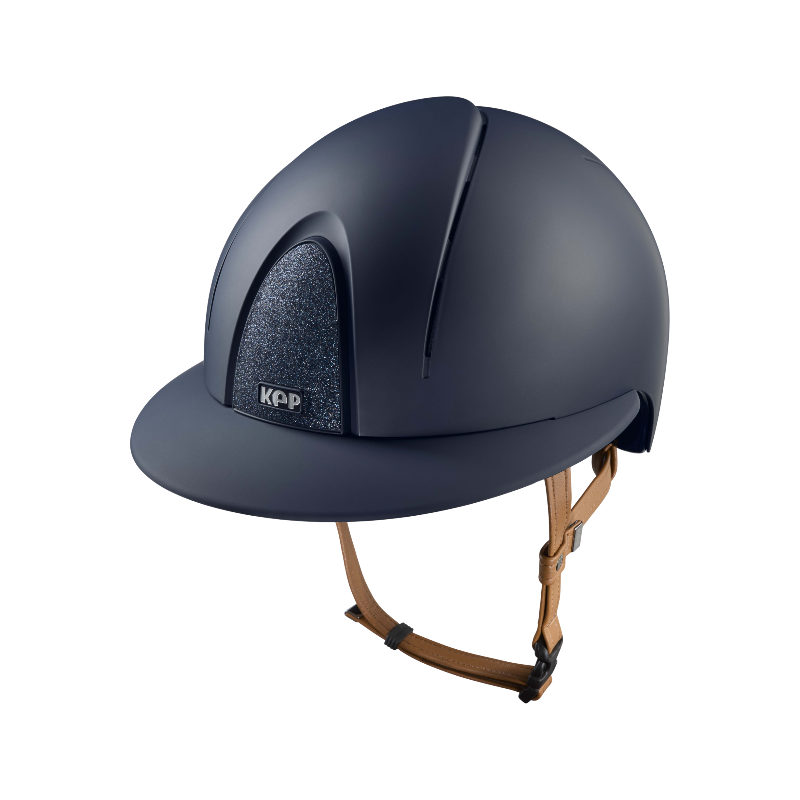 KEP - Casque d'équitation Smart Nova Textile blue Star blue visière polo jugulaire beige | - Ohlala