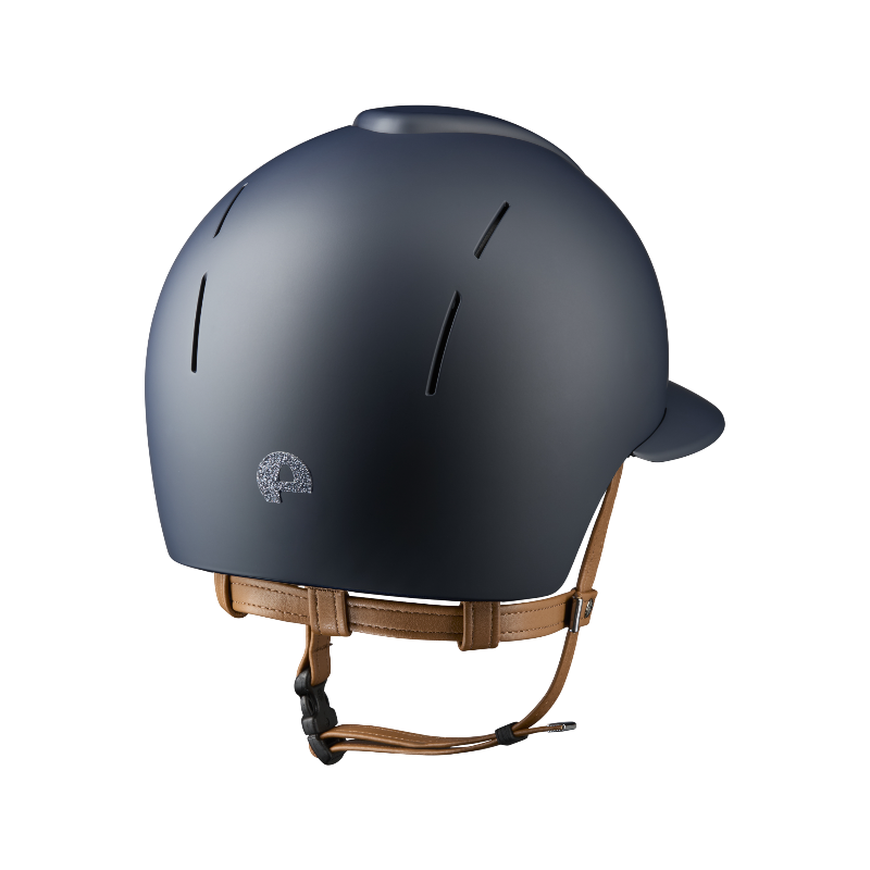 KEP - Casque d'équitation Smart Nova Textile blue visière polo jugulaire beige | - Ohlala